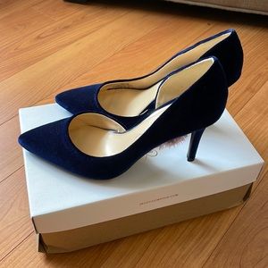 Jessica Simpson navy blue velvet heels, size 8, worn once